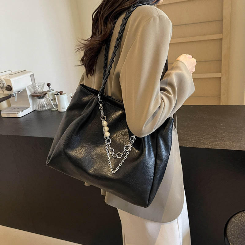 Cross-border high-end large-capacity bag women's 2025 new fashion college student shoulder bag niche women's tote bag