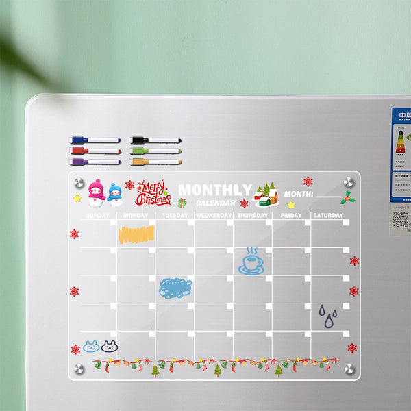 Cross-border TM_A008 Christmas Magnetic Acrylic Month Plan Calendar Note Message Writing Board Rewritable Refrigerator