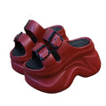 Fashion wedge sandals and slippers double strap heightening k-style women's summer ins trendy elegant buckle stepping on shit feeling easiest for matchthick sole