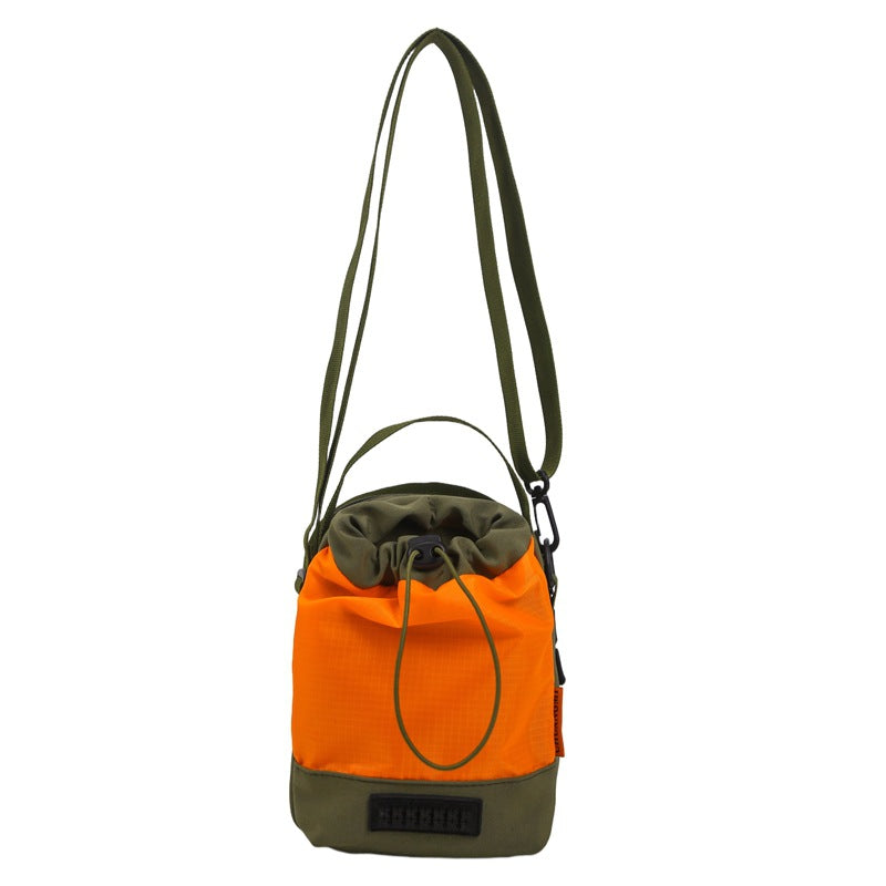 Foreign trade leisure shoulder bag Unisex color matching drawstring bucket bag Anti-splashing double compartment Lightweight portable messenger bag