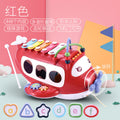 Multifunctional early education toy set for toddlers: includes piano, hand drum, bead maze, pull-along story car, and educational toys