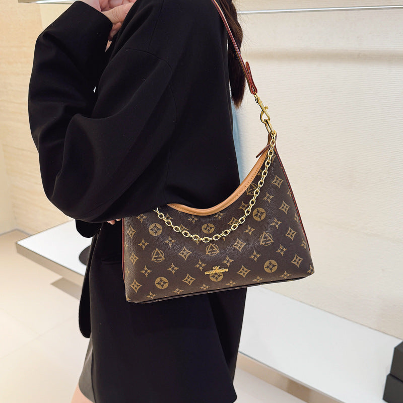 accessible luxury retro old flower crescent women's 2025 new trendy large capacity commuter versatile shoulder crossbody bag wholesale