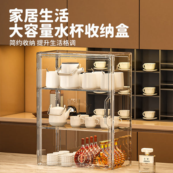 Storage box Household storage rack Transparent multi-layer water cup rack Figure blind box POP MART plastic display cabinet