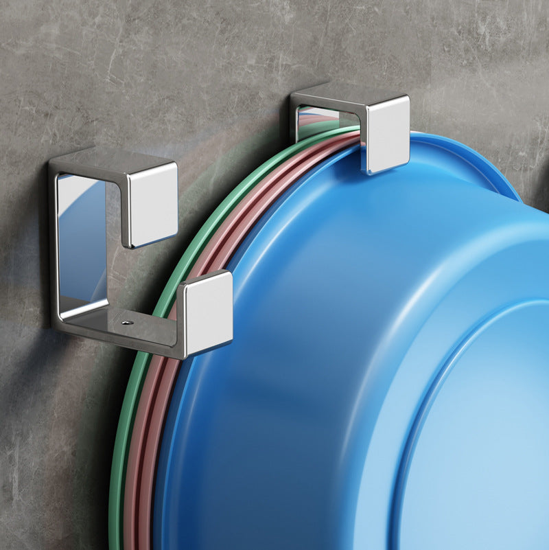 Stainless steel washbasin hook non-punching toilet basin storage rack bath tub bathroom toilet hanging basin artifact