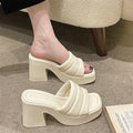 High-heeled slippers for women 2024 summernew arrival open toe thick heel waterproof platform thick soleoutwearplatform shoeseasiest for match one-line sandals