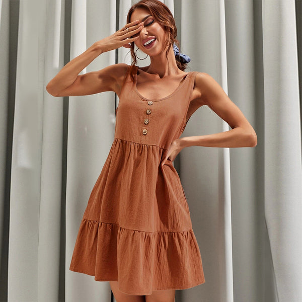 women's clothing Europe and the United States popular 2024 new summer pendulum v-neck vest dress women