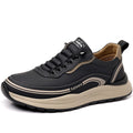 Men's spring new slip-on chunky sole outdoor leather shoes - versatile, lightweight, shock-absorbing, soft sole athletic casual shoes