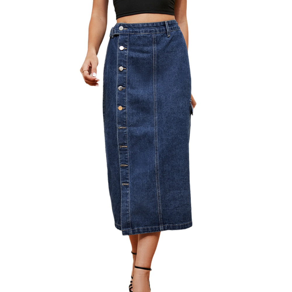 Fashion cross-border foreign trade independent station  new hot girl semi-elastic denim workwear casual skirt skirt for women