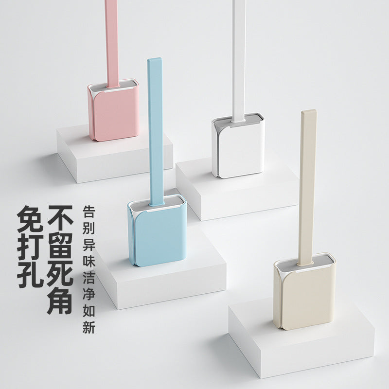Creative silicone toilet brush household cleaning no dead ends toilet wall-mounted crevice brush steel wire ball bathroom