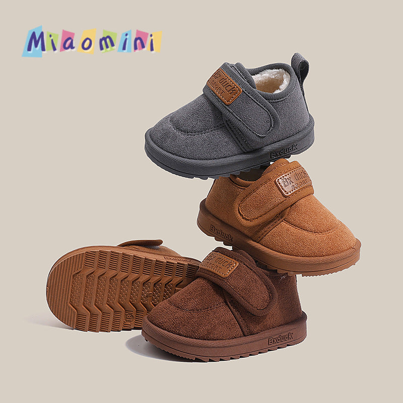 winter new boys' fleece-lined warm cotton shoes, girls' soft-soled casual shoes, kids' large cotton shoes, ages 1-6