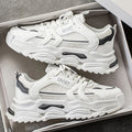 Men's white sneakers - winter breathable 2025 new mesh design, height increasing thick sole, athletic casual running dad shoes, trendy style