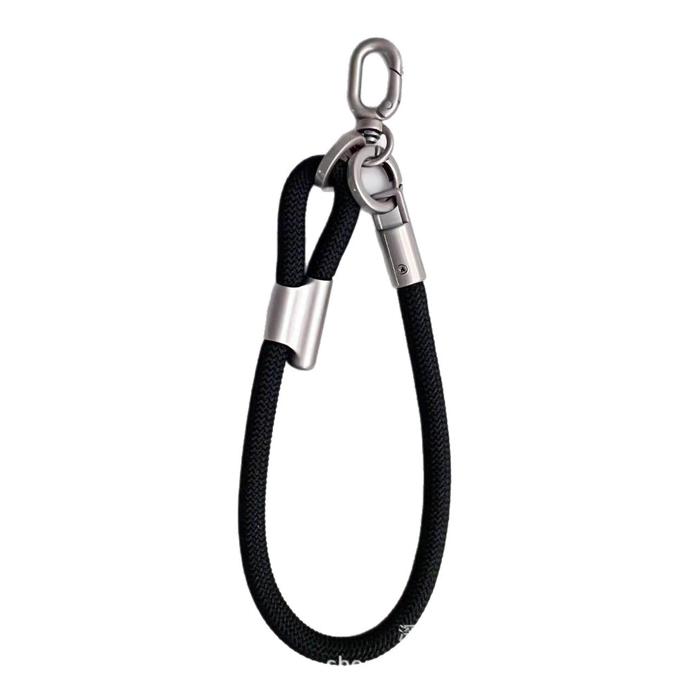 Adjustable polyester wrist lanyard - durable anti-loss phone strap with short chain, sturdy double buckle, and clip for outdoor use