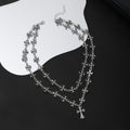 Cross necklace wholesale european and american cross-border jewelry fashion hip-hop non-fading necklace men's double-layered cuban chain