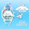 Kids' gift girls' electronic watch - stellalou, kuromi, hello kitty glitter luminous music flip cover rotating watch