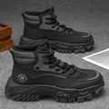 Men's work boots: spring outdoor hiking, anti-slip, wear-resistant, work, sports, thick sole, height increasing, black martin boots
