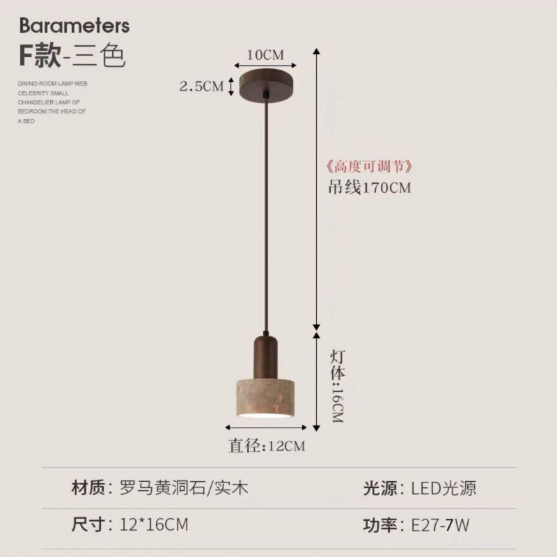 Yellow travertine bedroom bedside chandelier Japanese wabi-sabi retro restaurant chandelier designer homestay restaurant chandelier