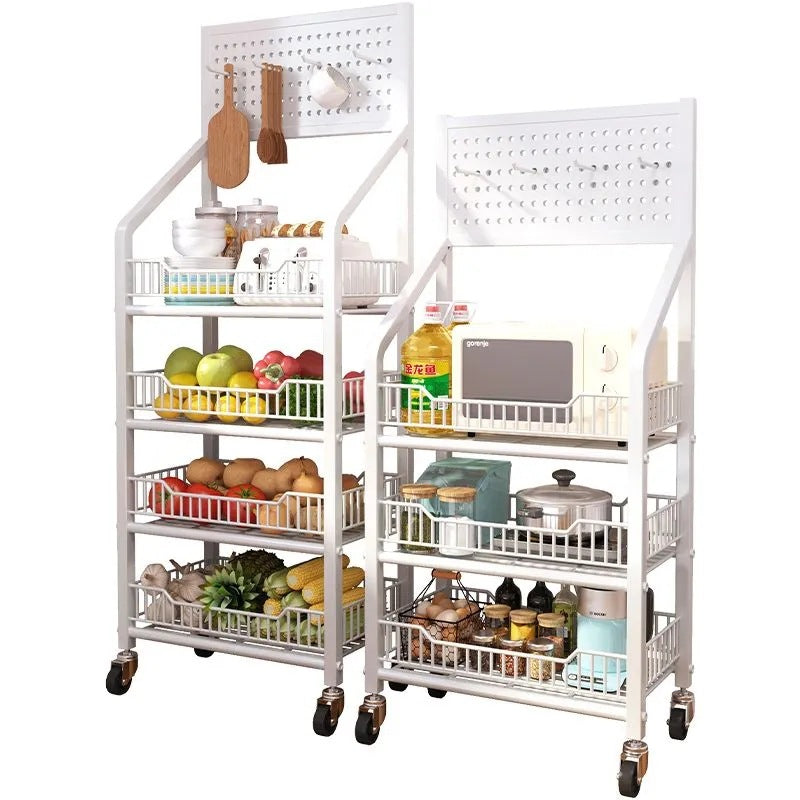 Kitchen storage rack vegetable floor-standing movable trolley multi-layer storage rack for home fruit and vegetable multi-functional vegetable rack