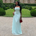 European and american cross-border women's fashion  summer new arrival: elegant halter neck tube top green evening gown long dress