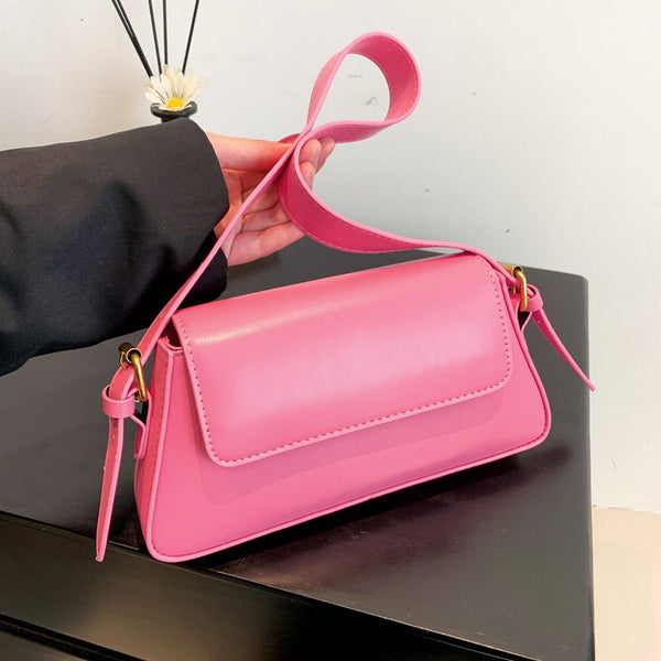 Winter new popular simple clear color underarm baguette bag fashionable commuter versatile women's shoulder bag daily
