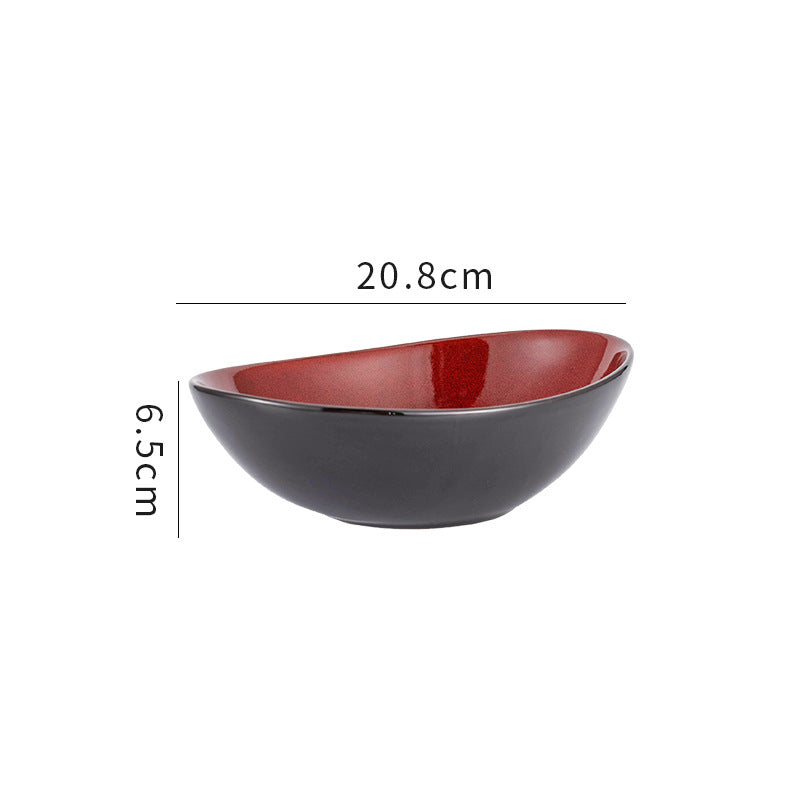 Personalized burgundy ceramic restaurant hotel tableware embossed exquisite fruit dessert plate tea tray for home dish plate salad bowl