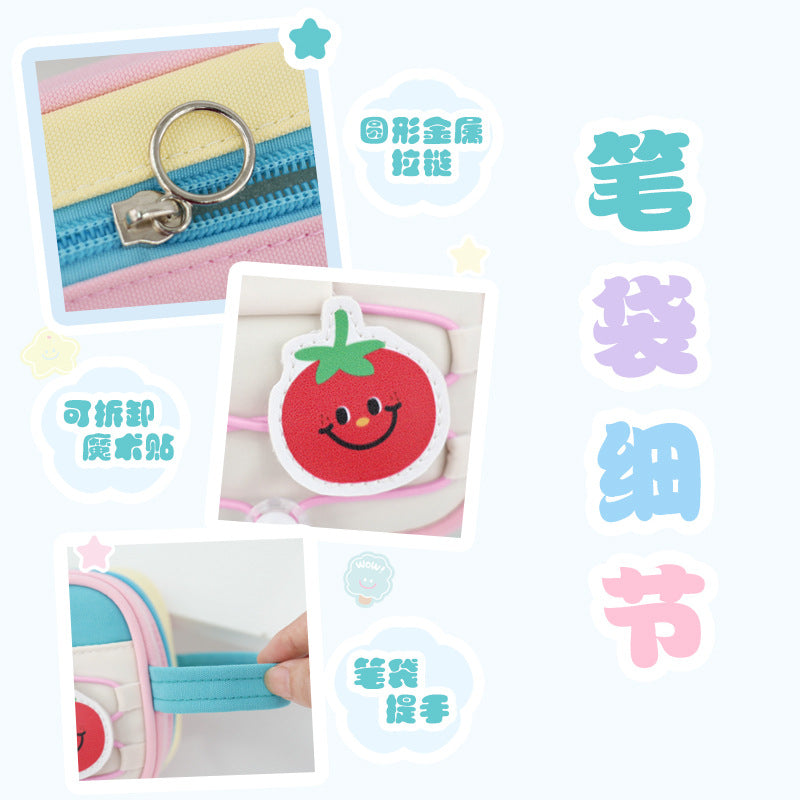New cute large-capacity stationery box, small junior high school boys and girls pencil case, high-value fixed pen insert and pencil case.
