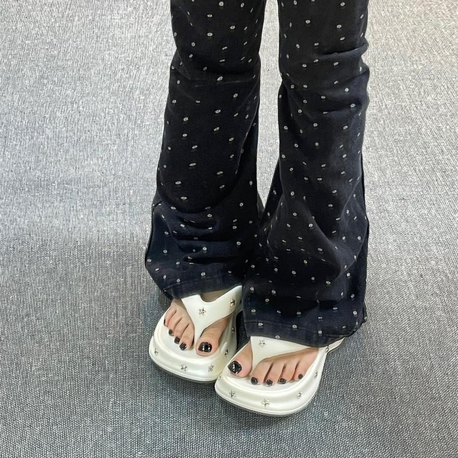 5.0 thick sole heightened star sandals women's outwear 2024 summer new flip flops fashionplatform shoes bottom slippers