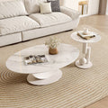 Cream style crescent rock slab coffee table living room for home rental house table classycasual small apartment coffee table combination