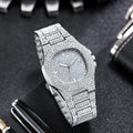 European and american hip-hop style fashion diamond watch for men and women, square large gold watch, trendy steel band quartz watch