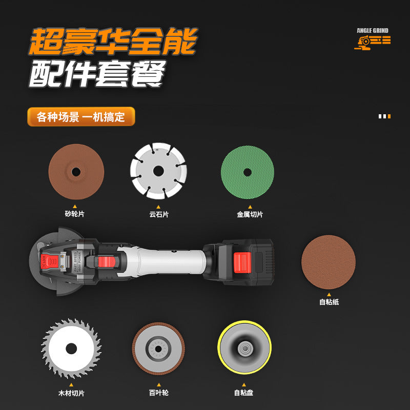 Wholesale cross-border rechargeable lithium electric angle grinder, polishing hand grinding wheel cutting machine, industrial brushless