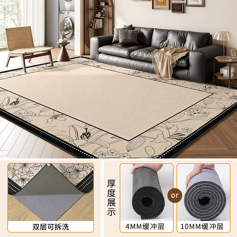 Removable and washable carpet, living room, machine washable, french medieval double layer, detachable sofa, coffee table, floor mat, bedroom bedside blanket