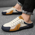 Winter men's shoes, toe-cap mesh half-toe shoes, 2025 breathable, heel-less new arrival slippers, one-step lazy clogs