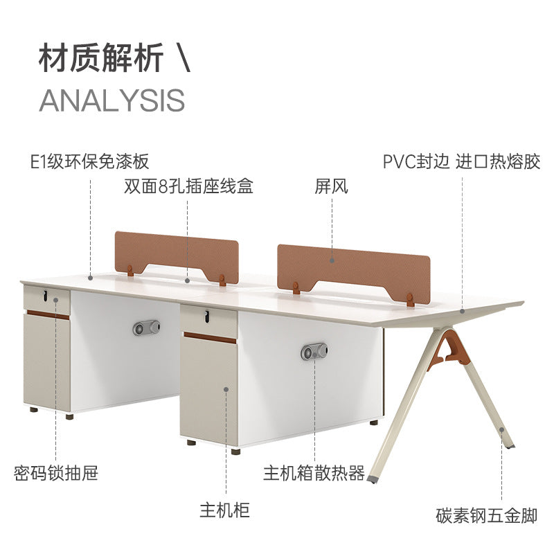 Saint li office desk and chair set - employee workstation, office desk and chair combination, minimalist furniture