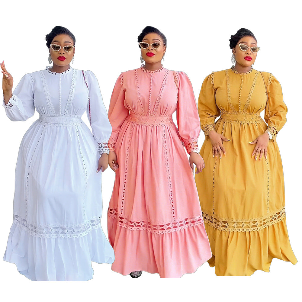 African plus size women's clothing   foreign trade cross-border maxi dress european and american elegant long dress skirt
