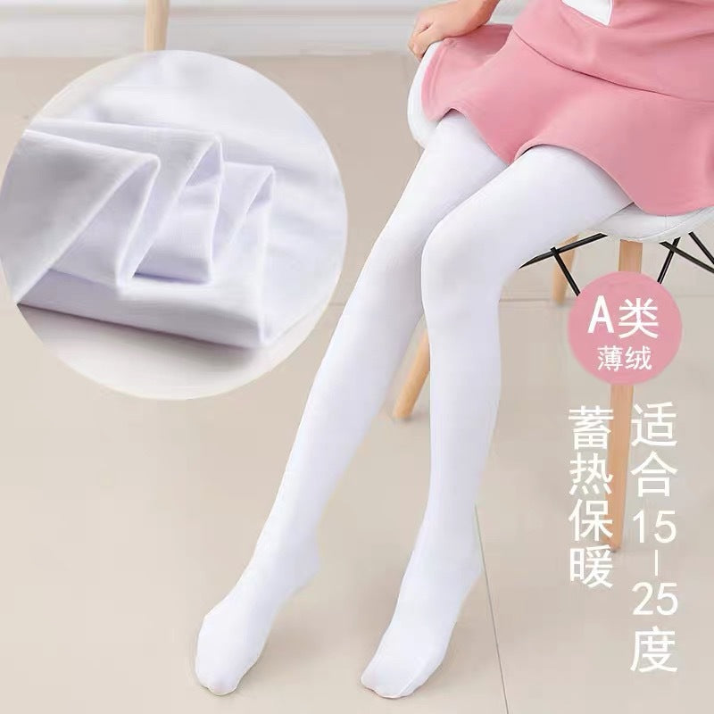 Factory direct: winter kids' fleece-lined, extra-thick 800d ballet white tights - professional dance tights for children