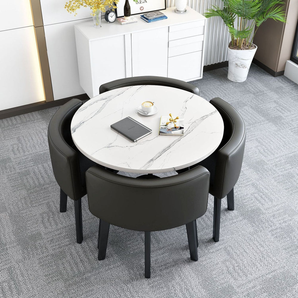 Collapsible dining table for home, small apartment, apartment, restaurant, shopfront negotiation table and chair set, reception round table