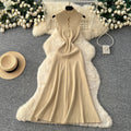Classysense normcore style elegantcut out metal button half turtle collar dress women's fall and winterelegance bottom knitting long skirt