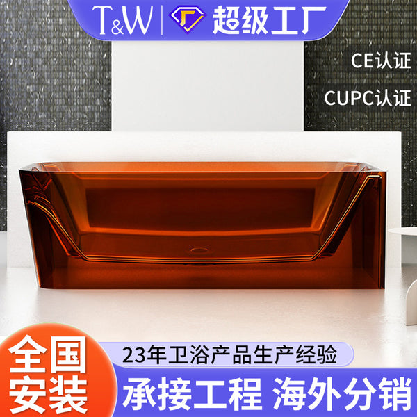 Travel thick edge transparent resin bathtub home free-standing corner rectangular color Internet celebrity double bath