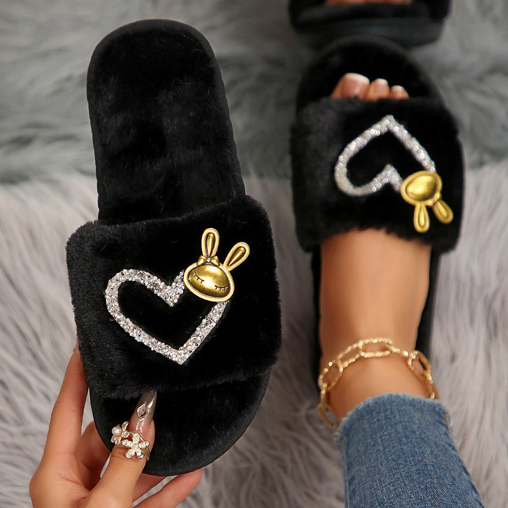 New arrivalcute cartoon cotton slippers for women autumn winter indoor and outdoor heattechfor homefleece-lined large size fur slippers