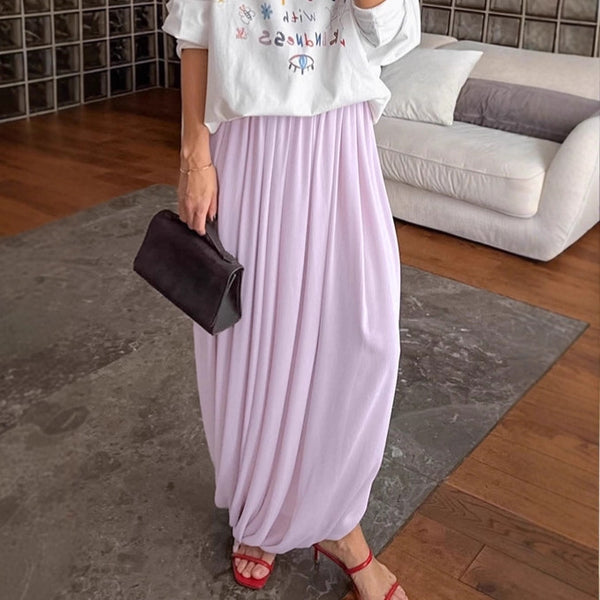French commuter elegant chiffon lantern skirt 2025 autumn temperament loose drape high waist skirt  women's clothing