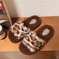 cute cartoon bear leopard print furry slippers for women, autumn and winter home wear, 2025 new cotton slippers, wholesale in stock
