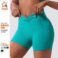 New arrival cross-border outdoor sports three-quarter pants yoga shorts elastic high waist fitness shorts tight sports shorts for women