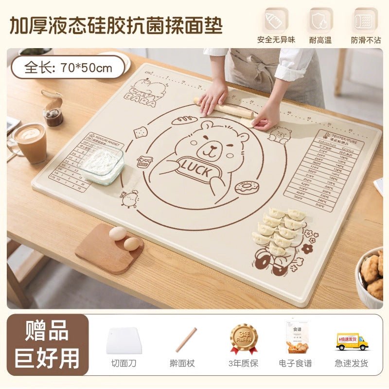 Silicone kneading mat - thickened, food-grade, non-slip, extra-large cutting board for home baking and dough rolling
