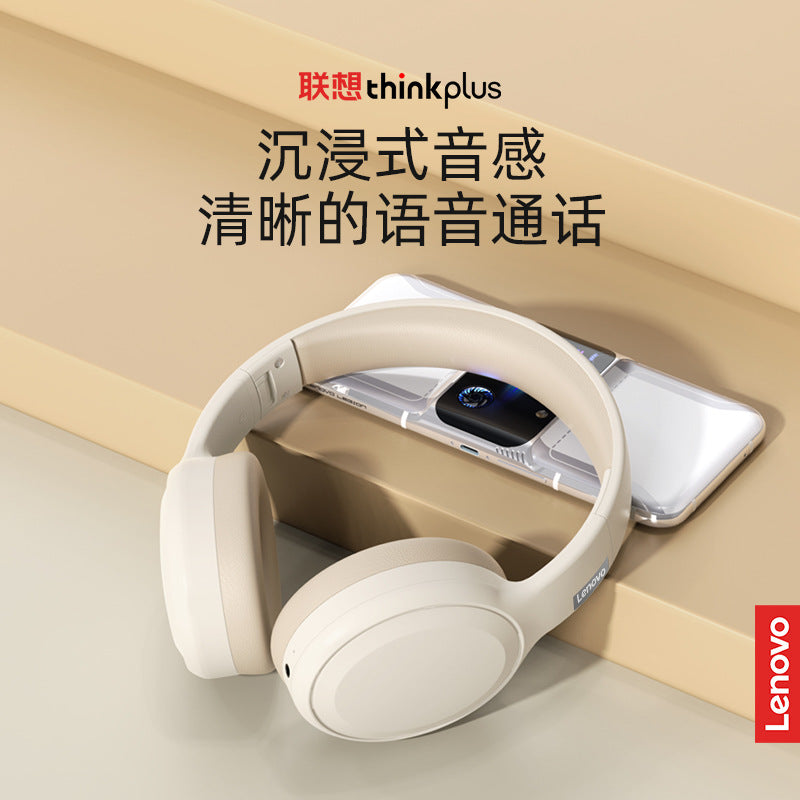 Lenovo thinkplus true wireless over-ear bluetooth headphones - retro design, long battery life, ideal for running, gaming, and esports (th30)