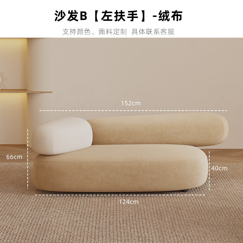 Accessible luxury seating area reception fabric sofa curved small apartment living room special shaped internet celebrity furniture designer style
