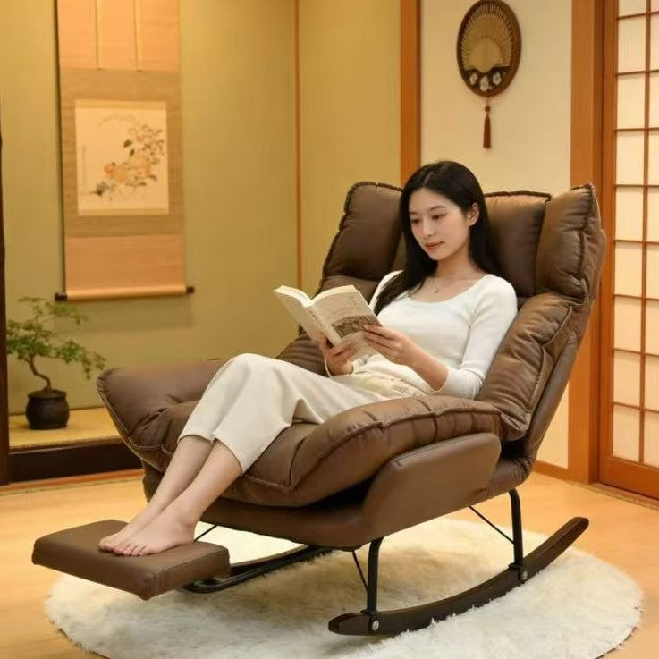 Rocking chair recliner - adult size, fully reclining, suitable for lounging and sleeping - balcony single seater leisure chair, living room nap sofa, lazy rocking chair - direct from the manufacturer