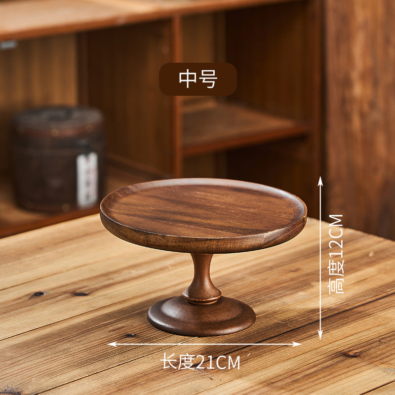 Vintage-style wooden cake stand with glass dome lid - perfect for cakes, bread, desserts, fruits, and tea pastries (2026 collection)