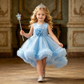 Baby girl's first birthday party dress, featuring a train, high-low hem, perfect for flower girls and princesses. cross-border, european and american style