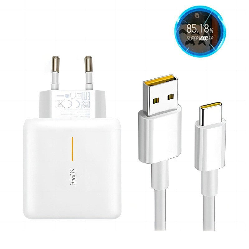65w european standard super fast charging head suitable for reno5/findx4 mobile phone charging head 6a data cable usb charger