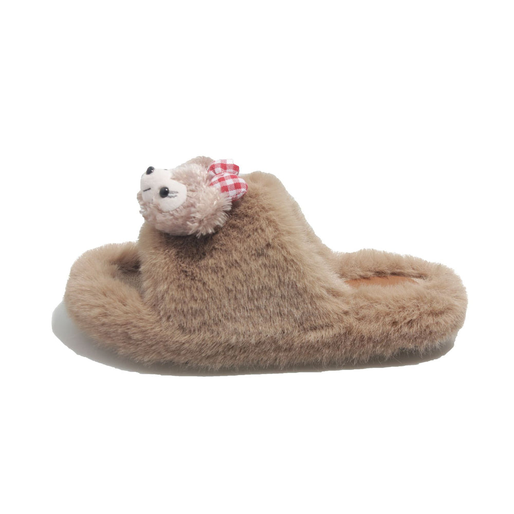 Cute cartoon fluffy slippers for women - new autumn/winter collection: thick-soled, comfortable, soft, and fuzzy one-strap cotton slippers