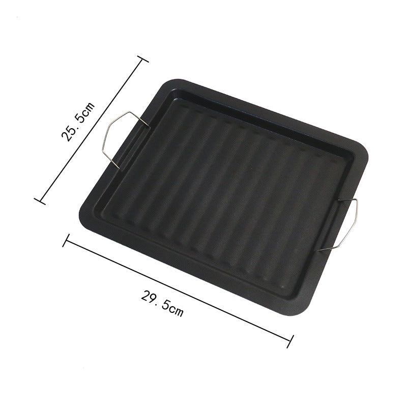 Outdoor thickened picnic charcoal barbecue frying pan barbecue plate iron plate neutral plate stripesfor home non-stick grill pan